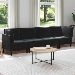 vidaXL Woonkamer Meubelset 4 st Zwart Fluweel