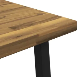 vidaXL 60 x 55 x 75 cm Massief Acaciahout Wit en zwart Rechthoekig