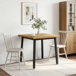 vidaXL 60 x 55 x 75 cm Massief Acaciahout Wit en zwart Rechthoekig