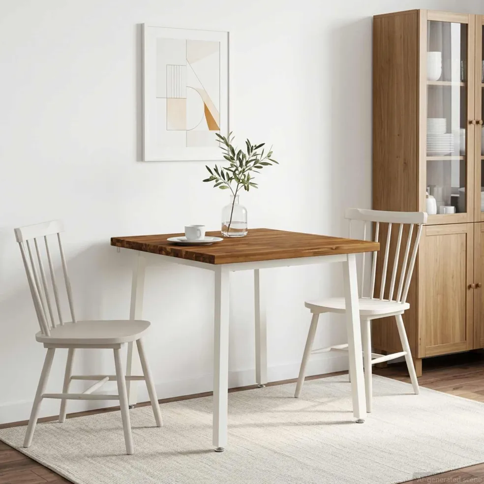 vidaXL 60 x 55 x 75 cm Massief Acaciahout Natuurlijk en Wit