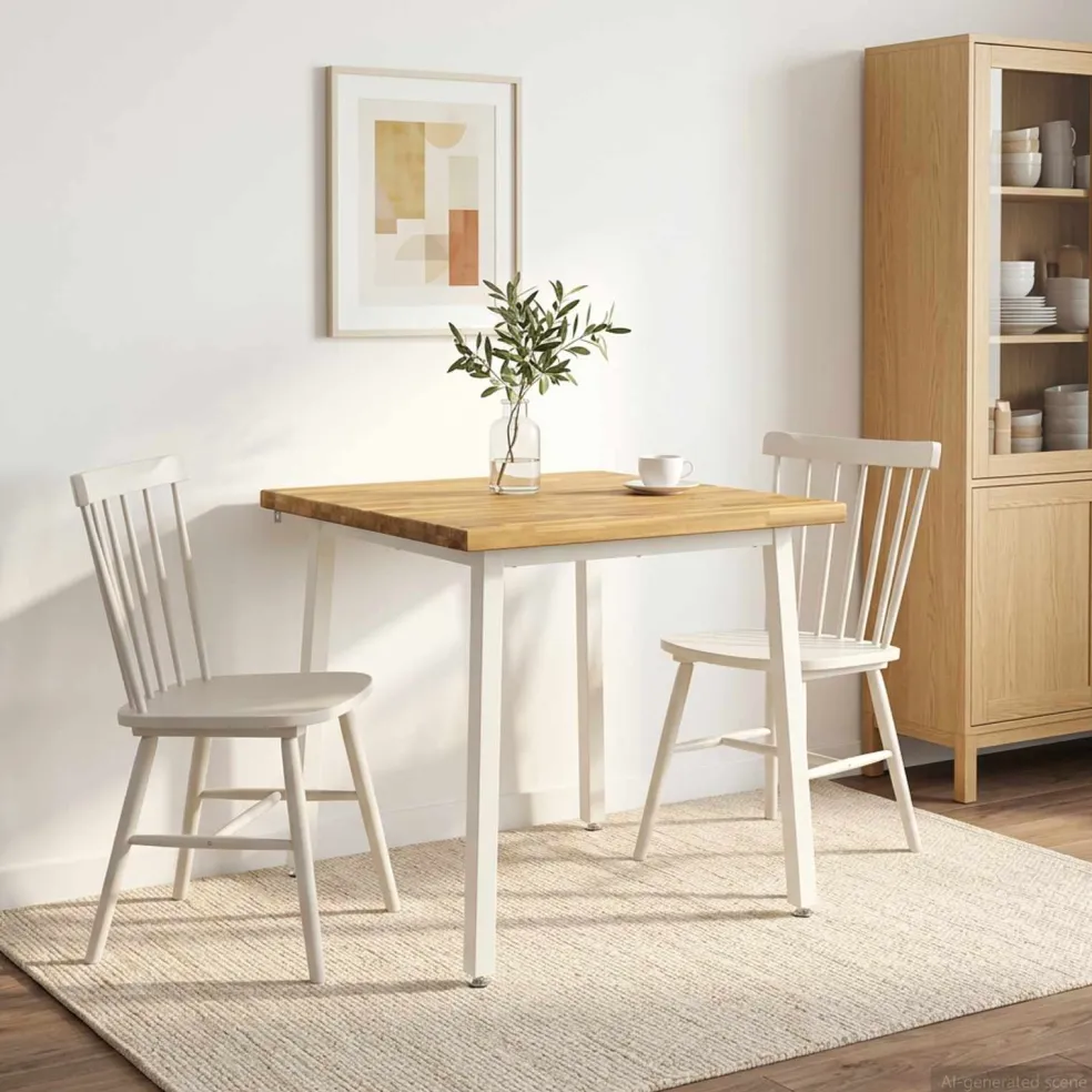 vidaXL 60 x 55 x 75 cm Massief Acaciahout Wit Rechthoekig