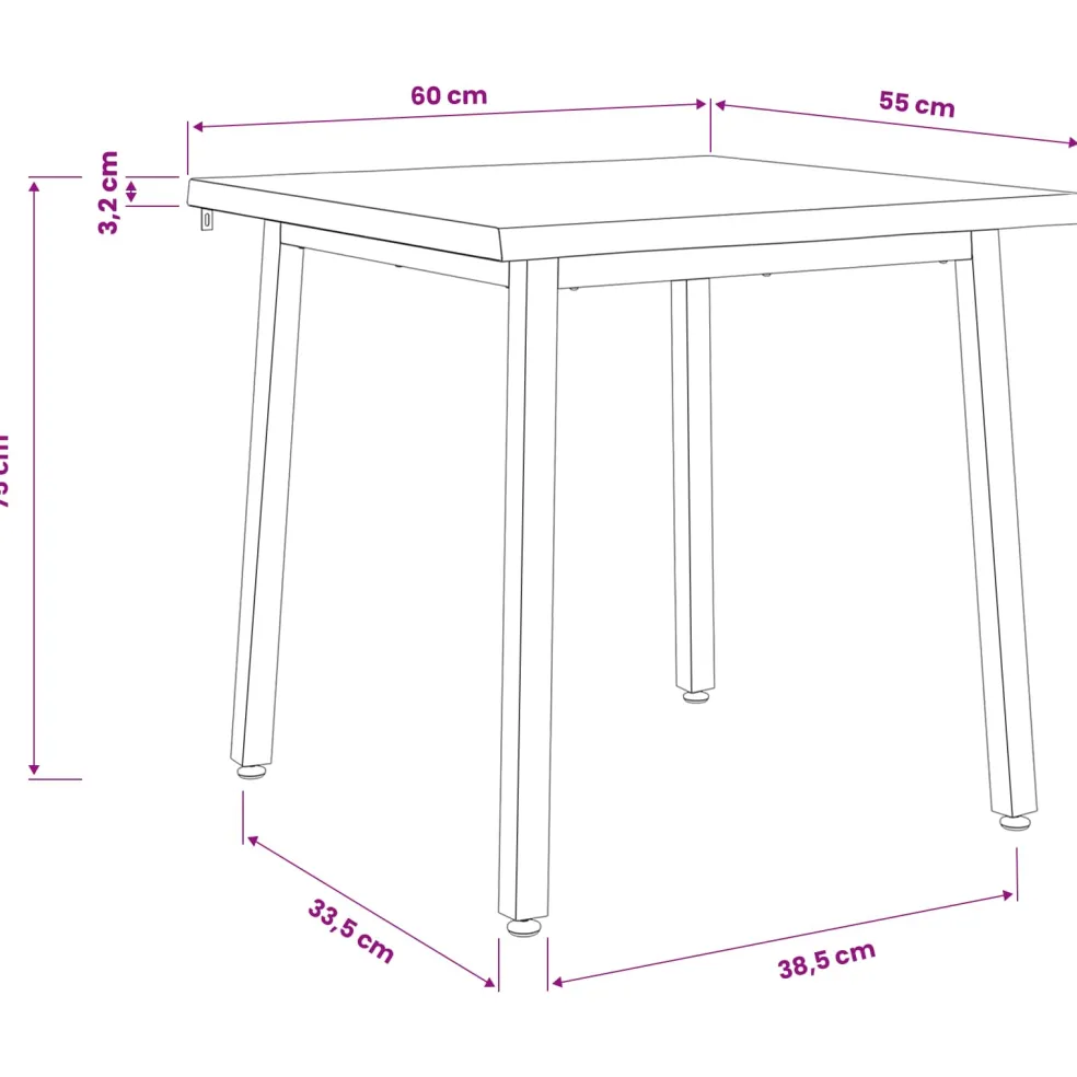 vidaXL 60 x 55 x 75 cm Massief Acaciahout Wit Rechthoekig