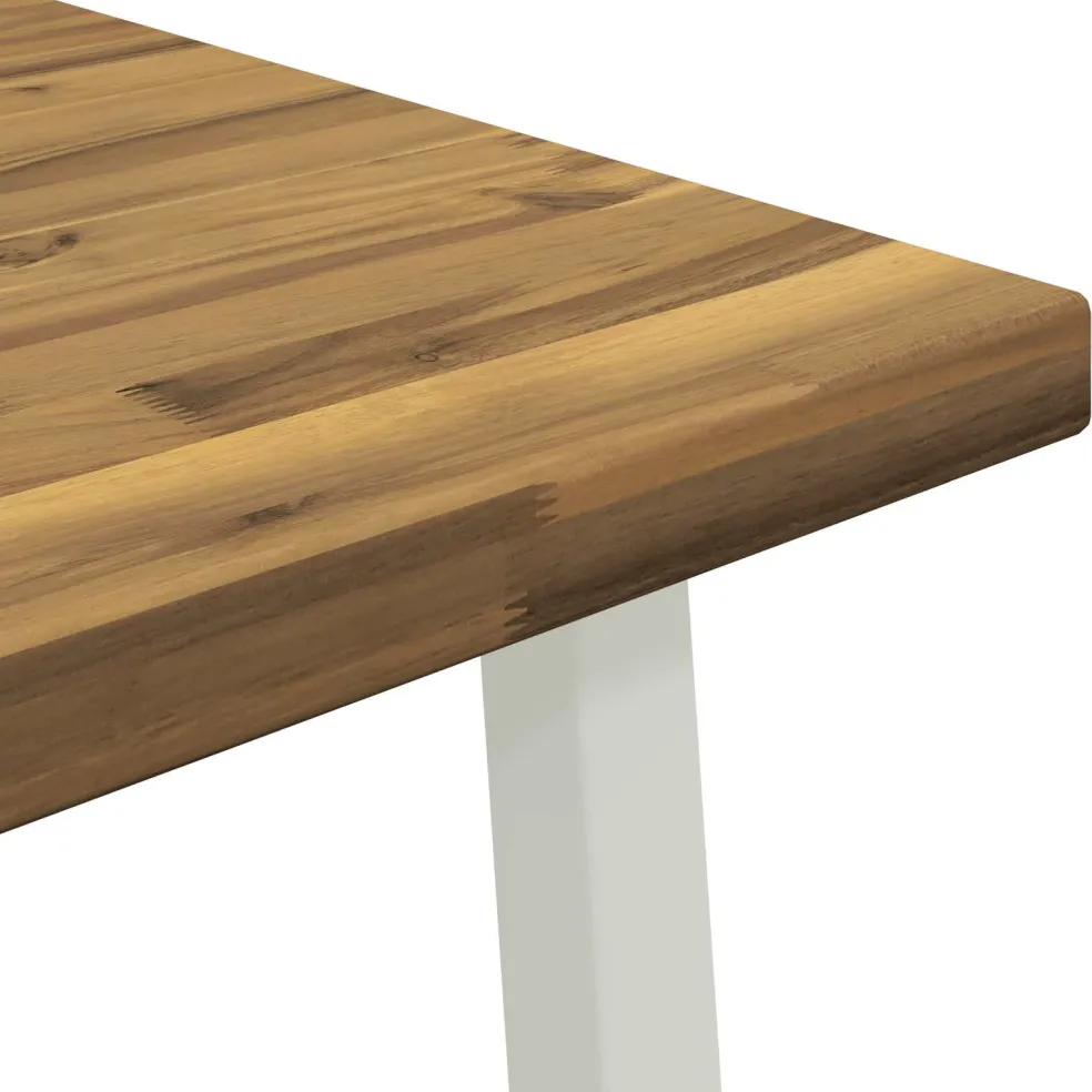 vidaXL 60 x 55 x 75 cm Massief Acaciahout Wit Rechthoekig