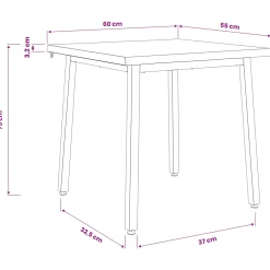 vidaXL 60 x 55 x 75 cm Massief Acaciahout Donkerbruin en Wit