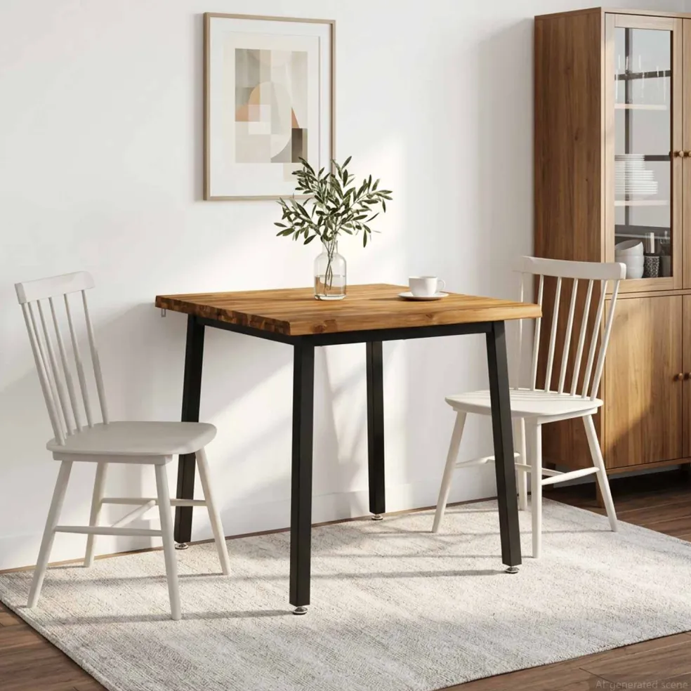 vidaXL 60 x 55 x 75 cm Massief Acaciahout Naturel en Zwart Rechthoekig