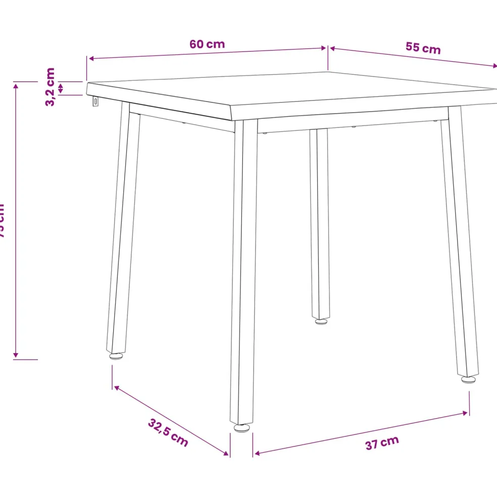 vidaXL 60 x 55 x 75 cm Massief Acaciahout Naturel en Zwart Rechthoekig