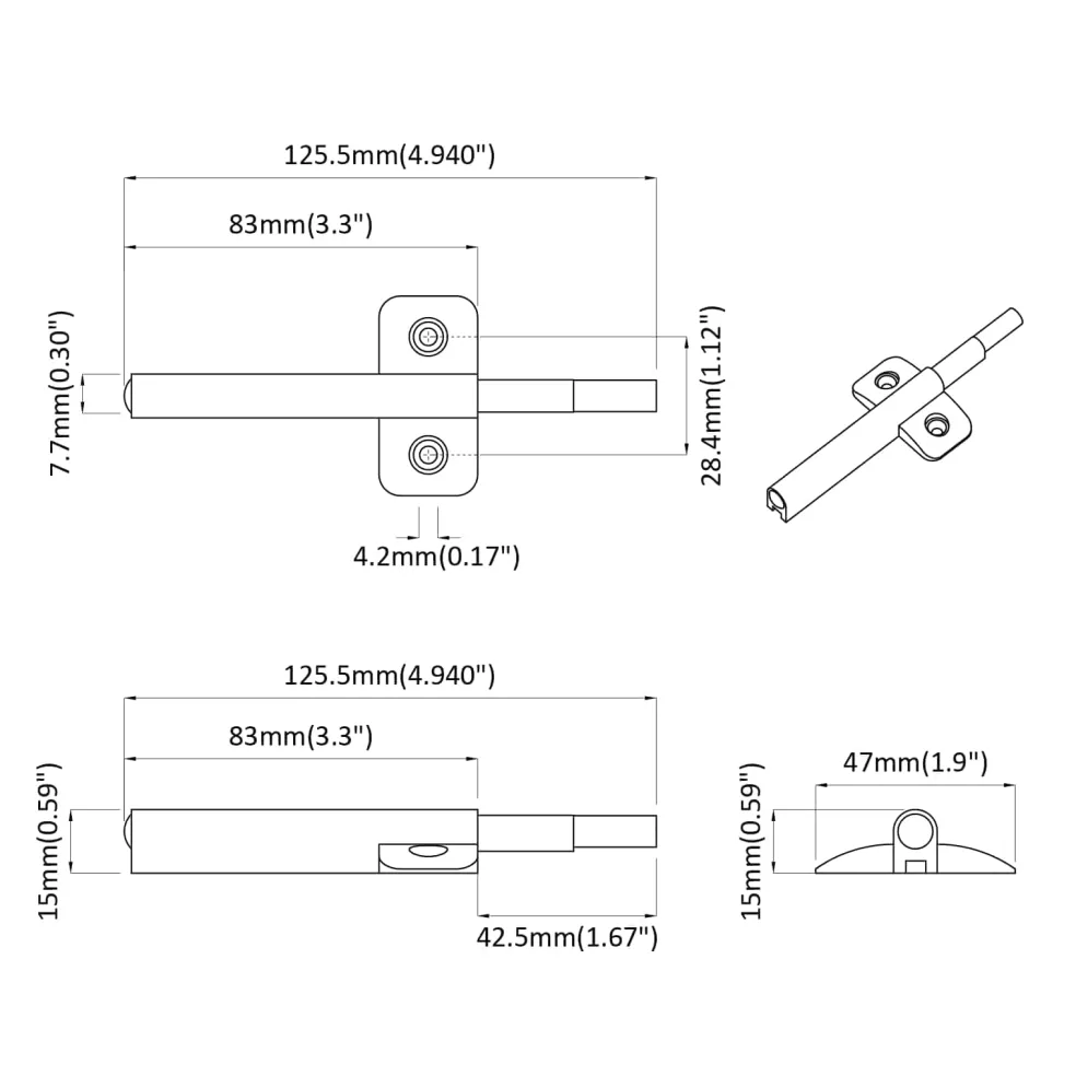 vidaXL Zachte Sluitdempers 2 st Grijs 125 x 47 x 15 mm PP