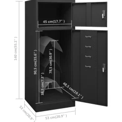 vidaXL Zadelkast 53x53x140 cm staal antracietkleurig
