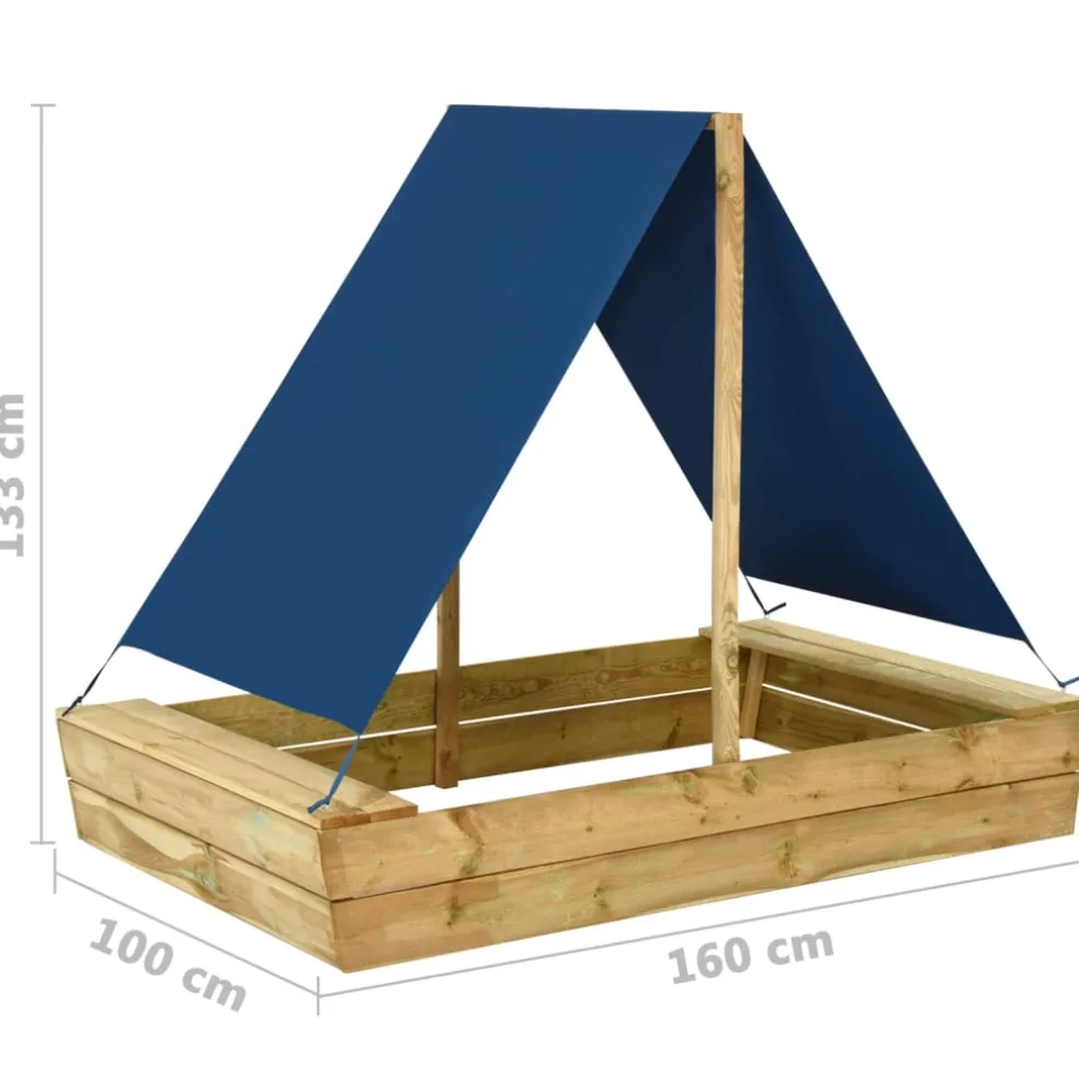 vidaXL Zandbak met dak 160x100x133 cm geïmpregneerd grenenhout