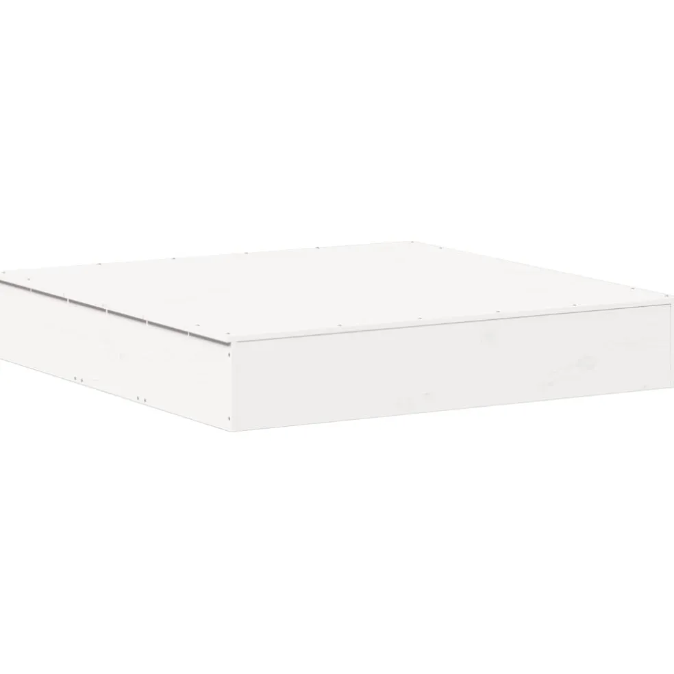 vidaXL Zandbak met deksel 111x111x19,5 cm massief grenenhout wit