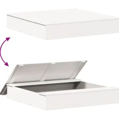 vidaXL Zandbak met deksel 111x111x19,5 cm massief grenenhout wit