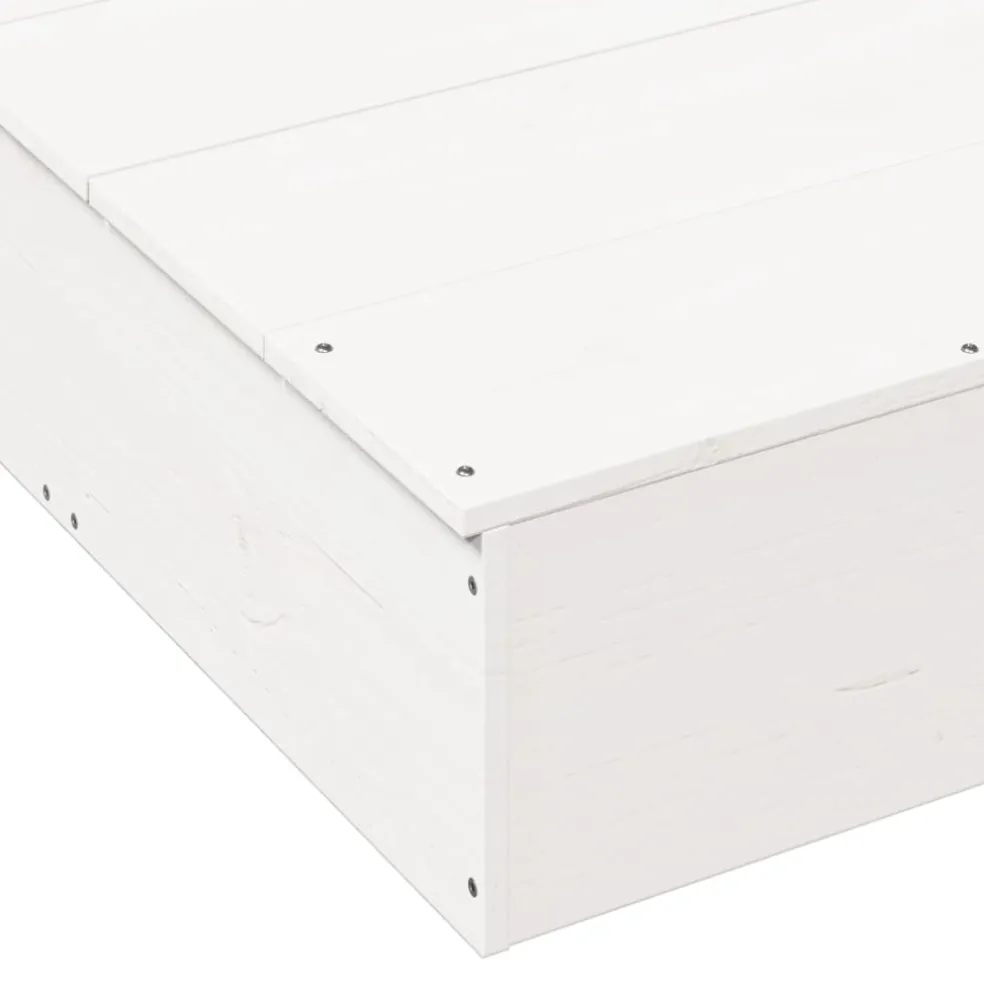 vidaXL Zandbak met deksel 111x111x19,5 cm massief grenenhout wit