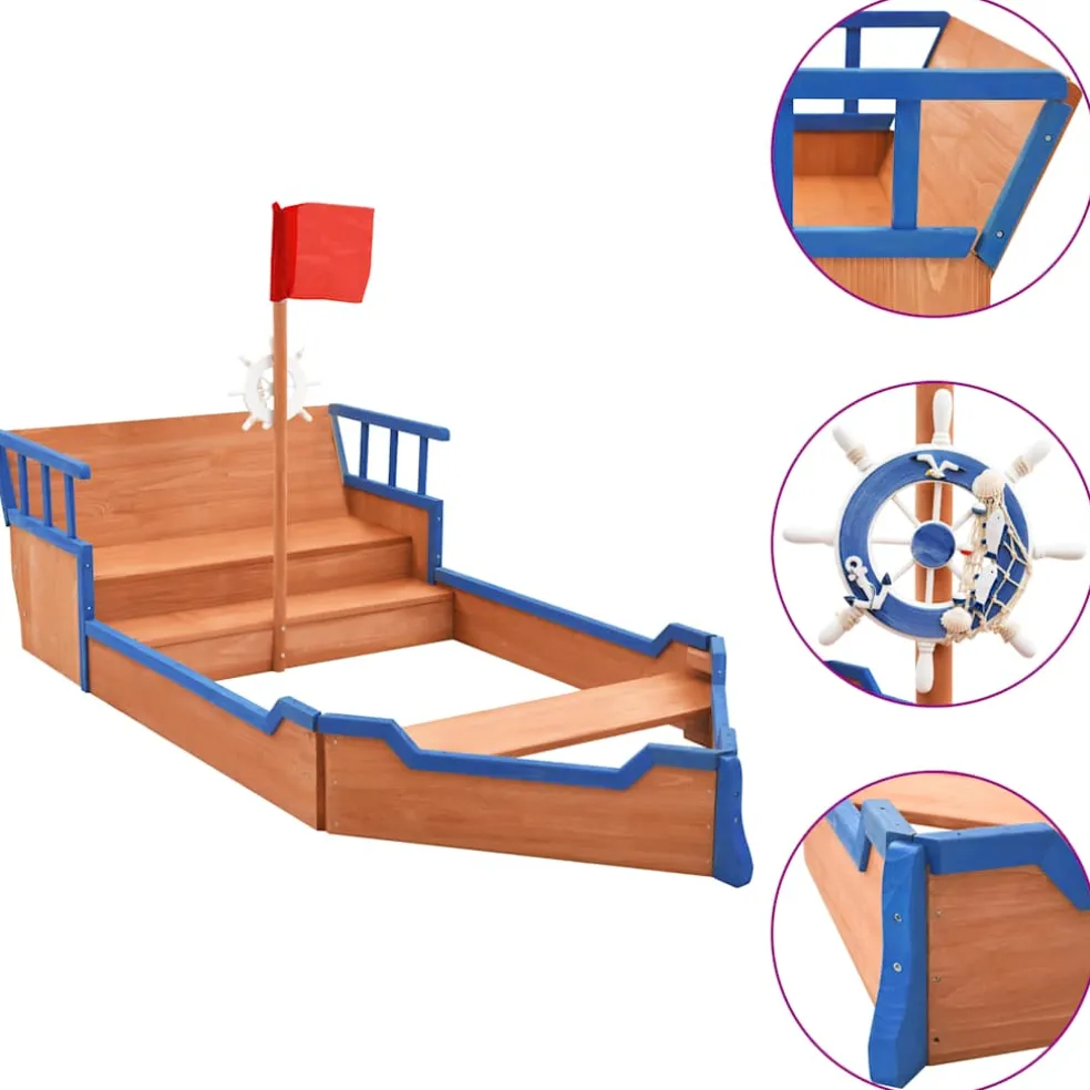 vidaXL Zandbak piratenschip 190x94,5x101 cm vurenhout
