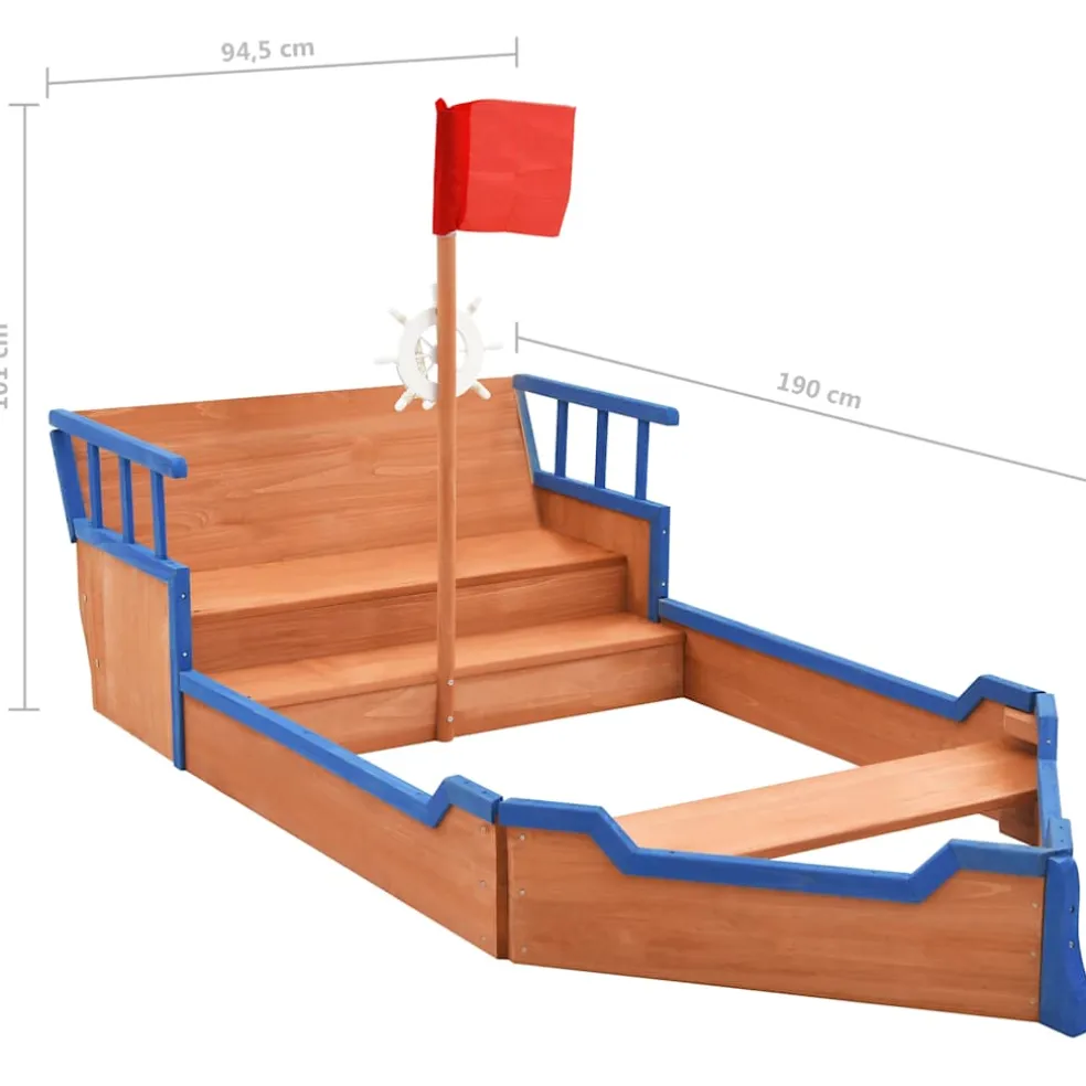 vidaXL Zandbak piratenschip 190x94,5x101 cm vurenhout