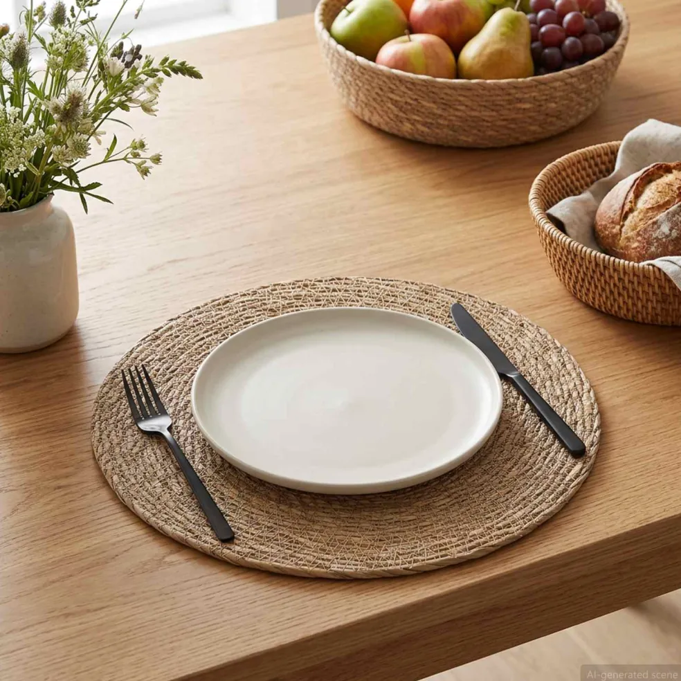 vidaXL Zeegroene placemats 4 st Naturel 100% Zeegras