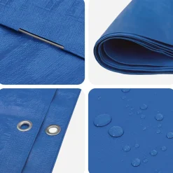 vidaXL Zeil met Oogjes Blauw 2 x 3 m 260 gsm PE