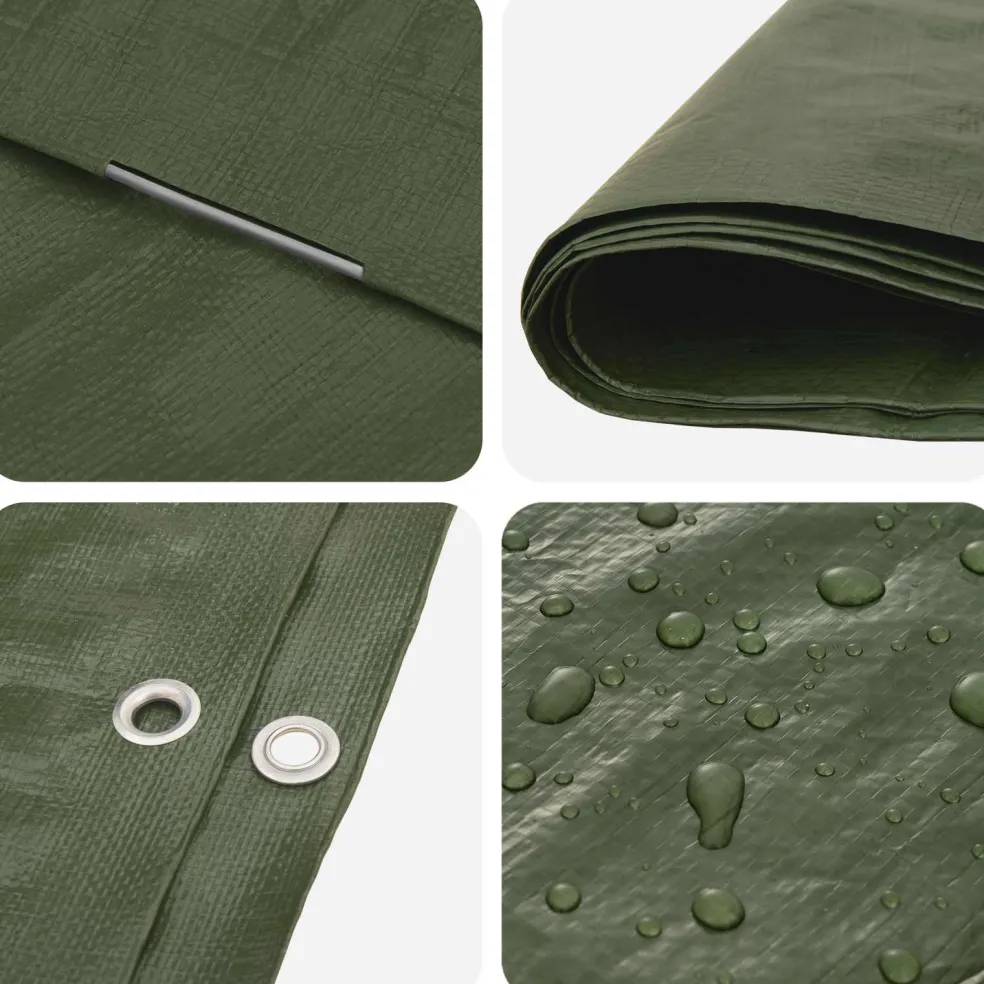 vidaXL Zeil met Oogjes Groen 2 x 3 m 90 gsm PE