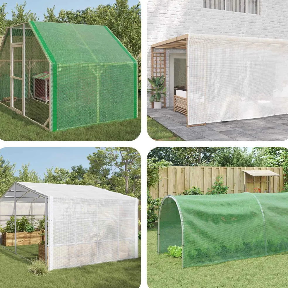 vidaXL Zeil met Oogjes 2 st Groen 1,5 x 5 m 260 gsm PE