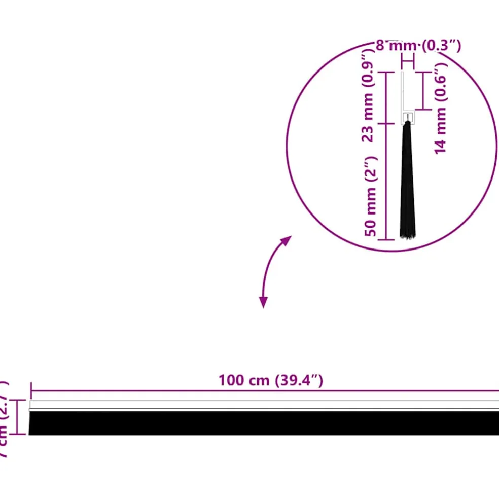 vidaXL Zelfklevende Deurborstels 2 st Bruin 100 cm Aluminium Legering