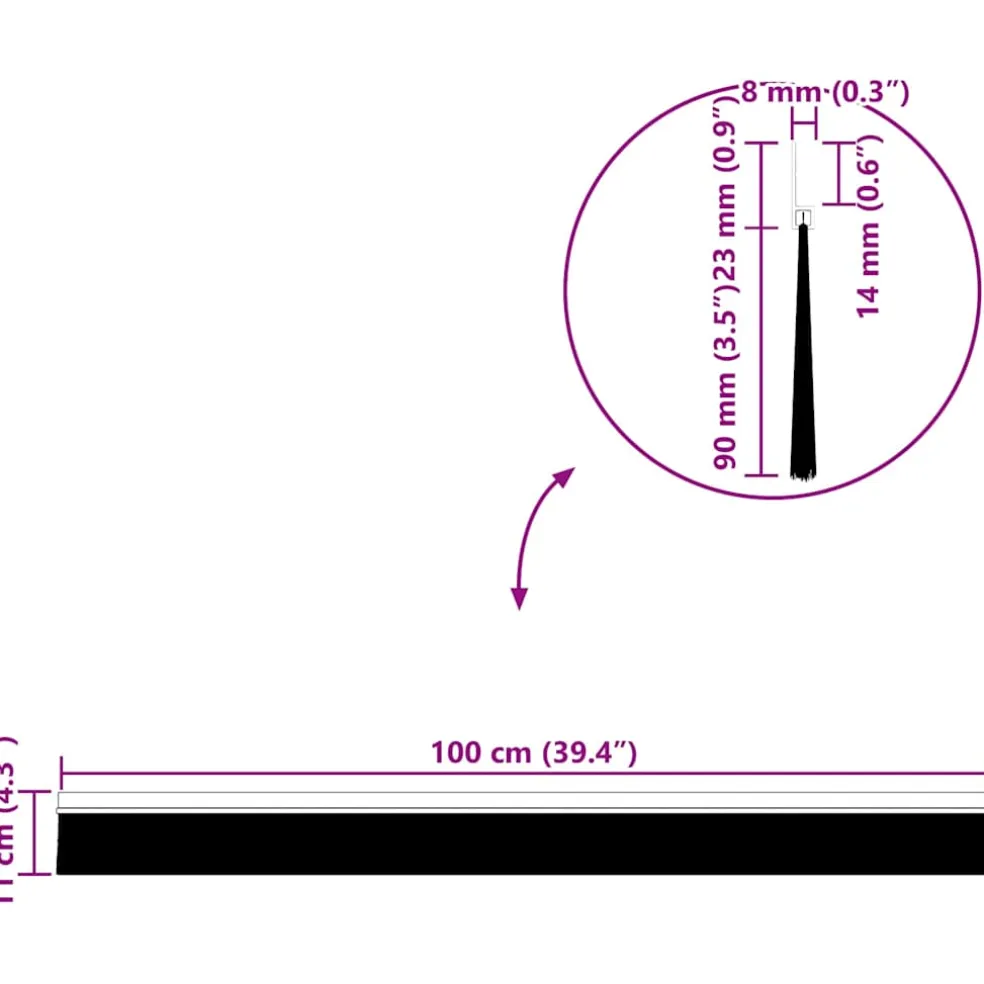 vidaXL Zelfklevende Deurborstels 2 st Bruin 100 cm Aluminium Legering