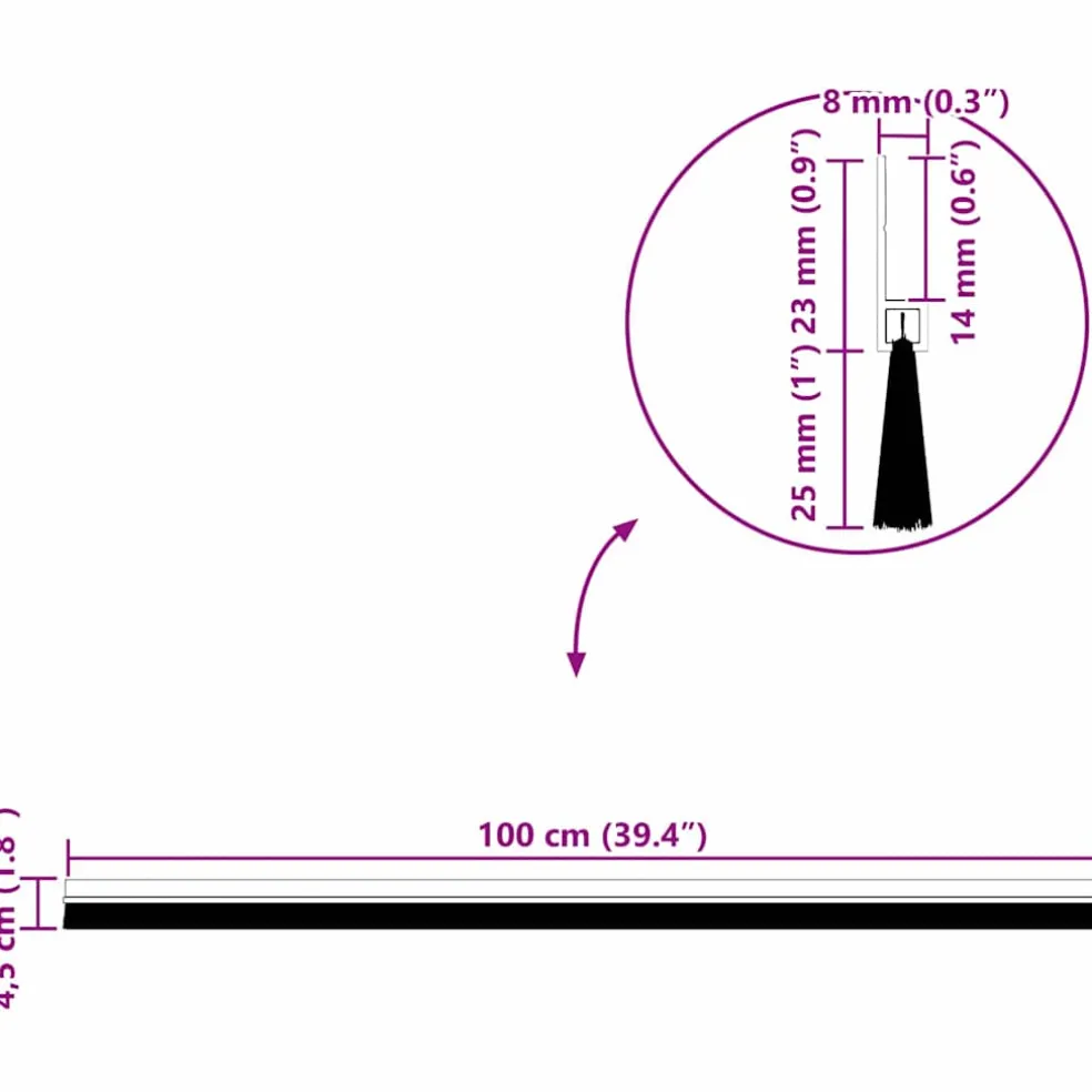 vidaXL Zelfklevende Deurborstels 2 st Zwart 100 cm Aluminium Legering