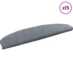 vidaXL Zelfklevende Trapmatten 15 st 80 x 24,5 x 3,5 cm Lichtgrijs