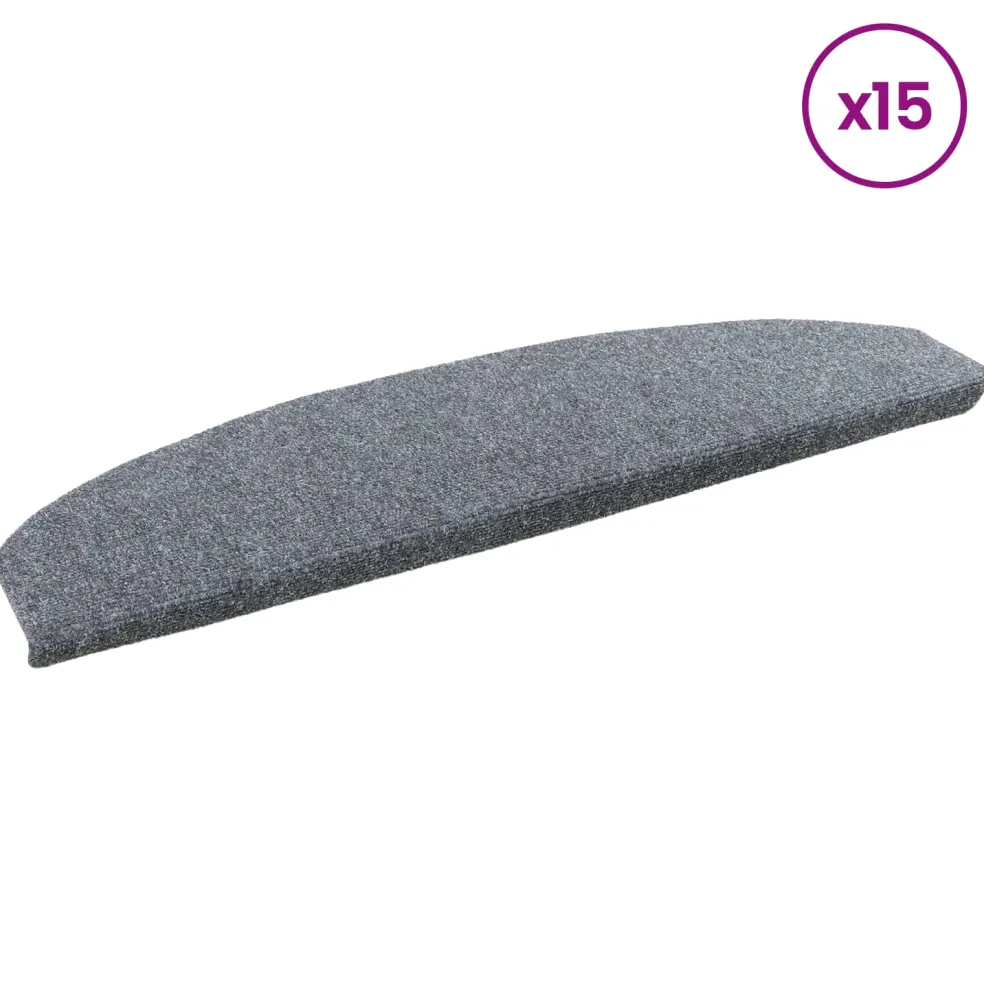 vidaXL Zelfklevende Trapmatten 15 st 80 x 24,5 x 3,5 cm Lichtgrijs