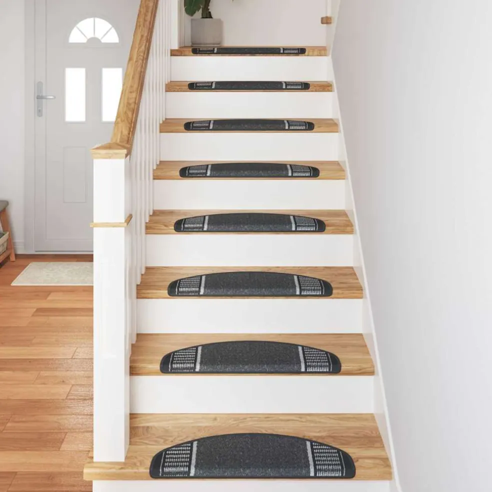 vidaXL Zelfklevende Trapmatten 15 st 65 x 21 x 4 cm Non-Slip Antraciet