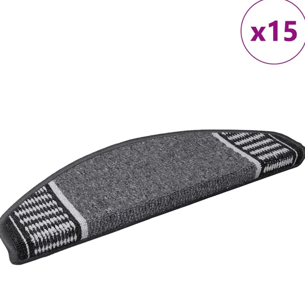vidaXL Zelfklevende Trapmatten 15 st 65 x 21 x 4 cm Non-Slip Antraciet