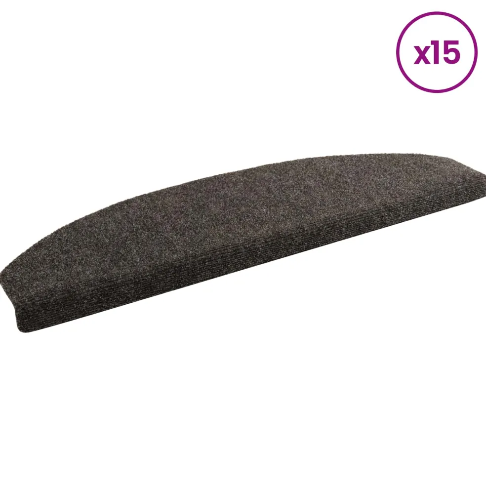 vidaXL Zelfklevende Trapmatten 15 st 80 x 24,5 x 3,5 cm Antraciet