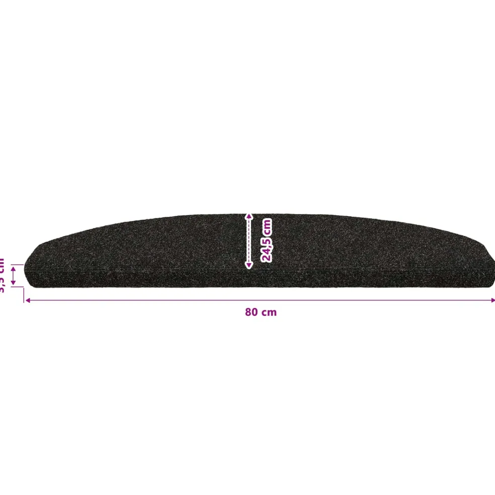 vidaXL Zelfklevende Trapmatten 15 st 80 x 24,5 x 3,5 cm Zwart