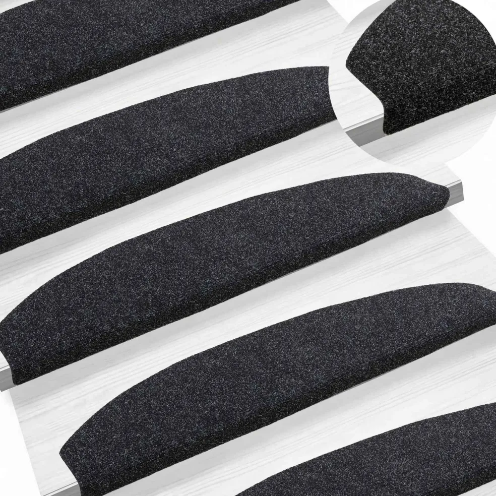 vidaXL Zelfklevende Trapmatten 15 st 80 x 24,5 x 3,5 cm Zwart