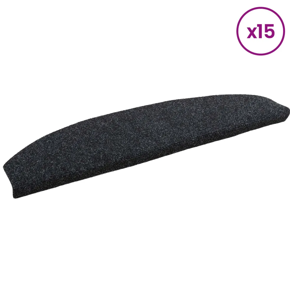 vidaXL Zelfklevende Trapmatten 15 st 80 x 24,5 x 3,5 cm Zwart