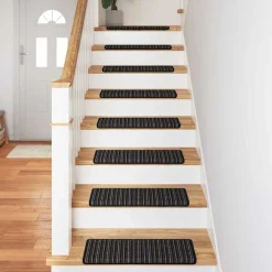 vidaXL Zelfklevende Trapmatten 15 st 65 x 21 x 4 cm Non-Slip Antraciet