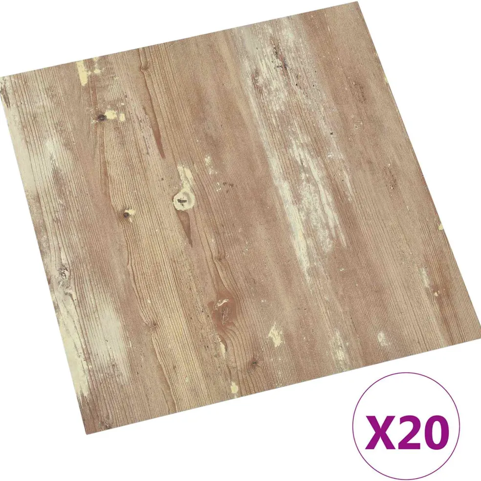 vidaXL Zelfklevende Vloerplanken Bruin en wit 30,5 x 30,5 cm 20 st PVC