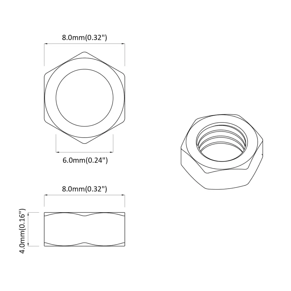 vidaXL Zeshoekige Moer 2 st Zilver M6 Metaal