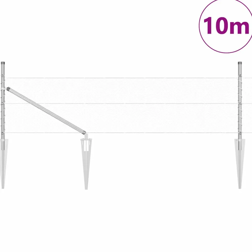 vidaXL zeshoekig gaasgek met palen 10 x 0,4 m Gegalvaniseerd staal