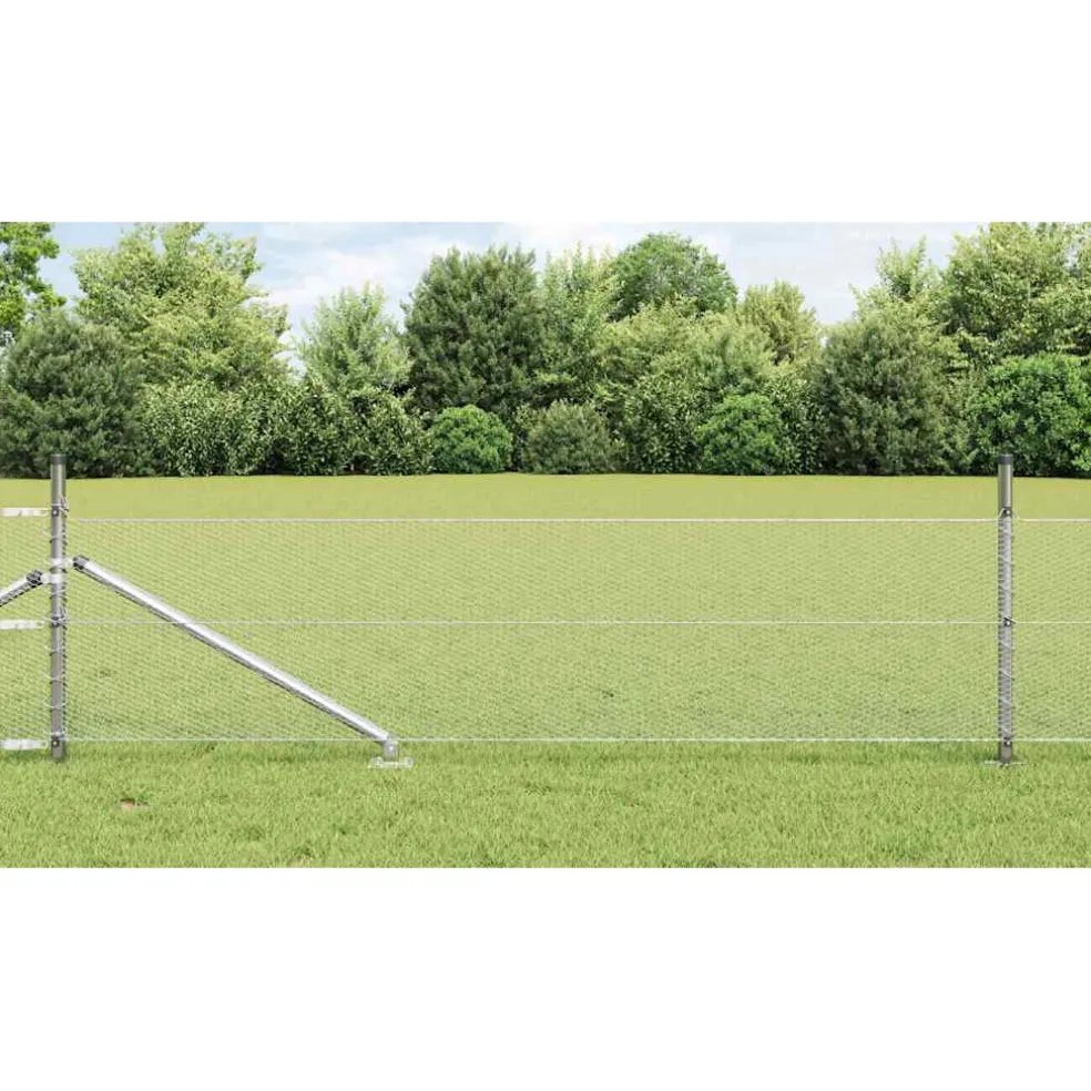 vidaXL zeshoekig gaasgek met palen 10 x 0,4 m Gegalvaniseerd staal
