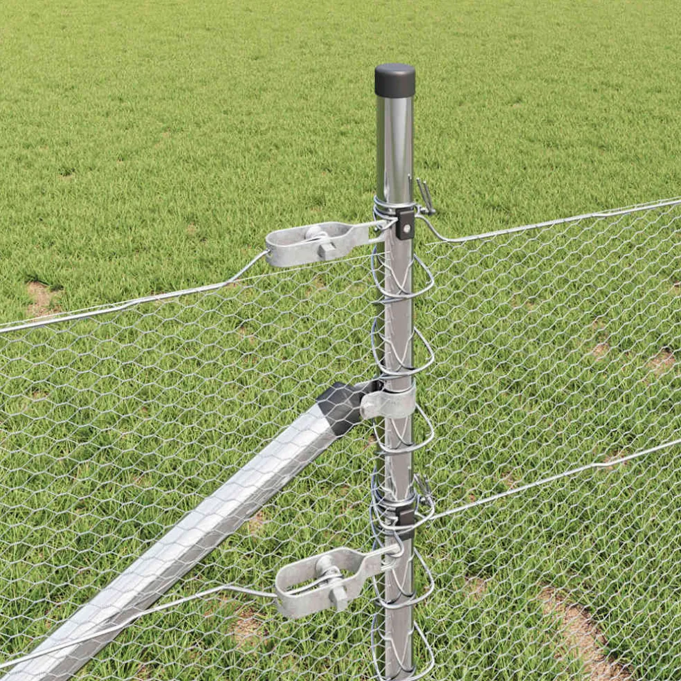 vidaXL zeshoekig gaasgek met palen 10 x 0,4 m Gegalvaniseerd staal