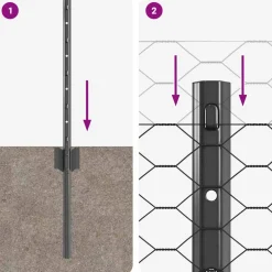 vidaXL zeshoekig gaasgek met palen 10 x 0,4 m PVC-Coated Staal Grijs