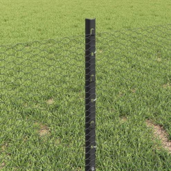 vidaXL zeshoekig gaasgek met palen 10 x 0,4 m PVC-Coated Staal Grijs