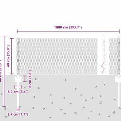 vidaXL zeshoekig gaasgek met palen 10 x 0,4 m PVC-Coated Staal Grijs