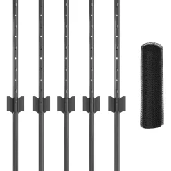 vidaXL zeshoekig gaasgek met palen 10 x 0,4 m PVC-Coated Staal Grijs