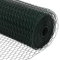 vidaXL zeshoekig gaasgek met palen 10 x 0,4 m PVC-Coated Staal Groen