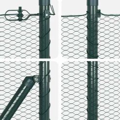vidaXL zeshoekig gaasgek met palen 10 x 0,4 m PVC-Coated Staal Groen