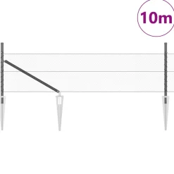 vidaXL zeshoekig gaasgek met palen 10 x 0,4 m PVC-Coated Staal Grijs