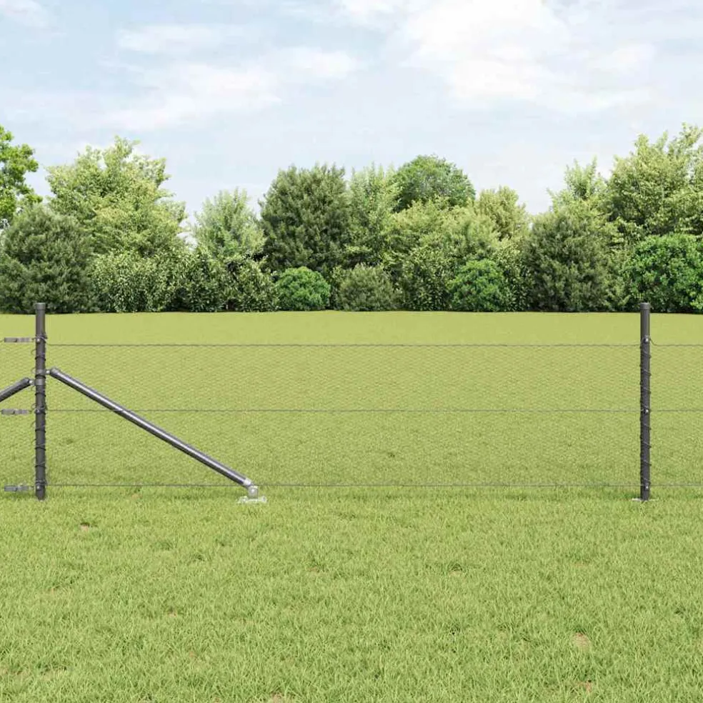 vidaXL zeshoekig gaasgek met palen 10 x 0,4 m PVC-Coated Staal Grijs