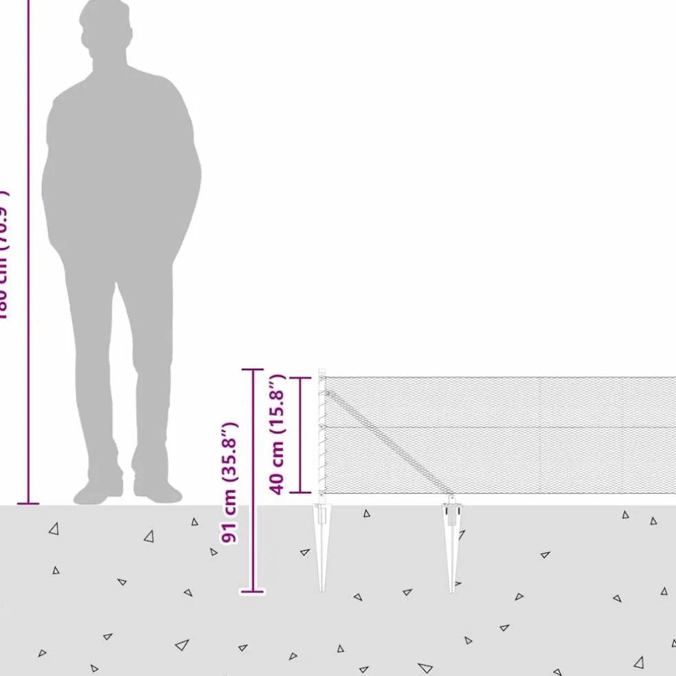 vidaXL zeshoekig gaasgek met palen 10 x 0,4 m PVC-Coated Staal Grijs