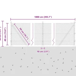 vidaXL zeshoekig gaashek met betonnen voetstuk 10 x 0,4 m Grijs Mesh
