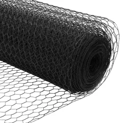 vidaXL zeshoekig gaashek met betonnen voetstuk 10 x 0,4 m Grijs Mesh